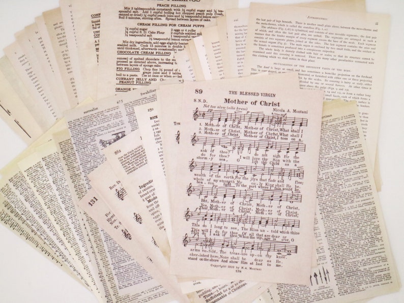 Vintage and Antique Paper Ephemera Pack Book Music Paper 55 | Etsy