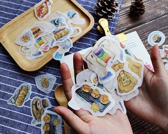 33 szt./opakowanie z motywem chleba, naklejki z papieru washi, naklejki dekoracyjne, naklejki wycinane M04 H04