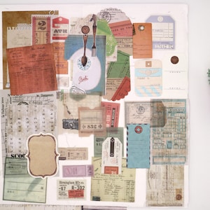 Vintage junk journal kit pack, receipt ticket, sticker pack,journal scrapbook ,vintage ephemera  SU-L
