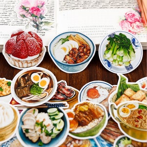 23pcs/ Chinese food Asia food, noodles delicious food themed Die Cut Stickers, ML05
