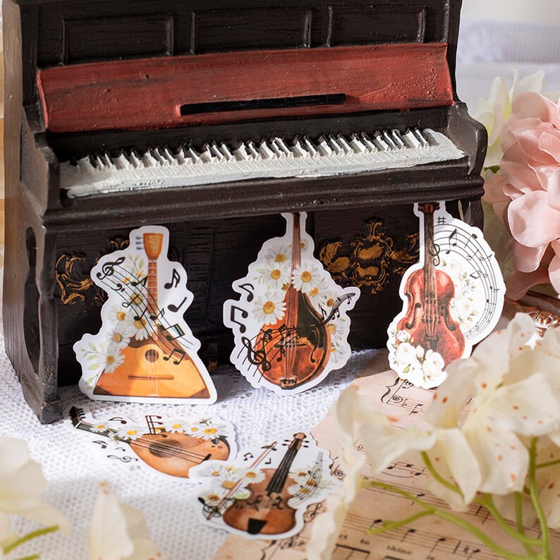 Musical Instruments Washi Sticker | 20pcs/pack Stringed Musical Piano ...