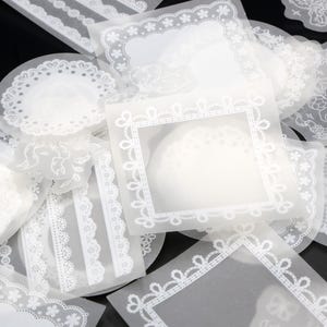 white lacel vellum stickers | Vellum stickers lace shape love Journaling collage stickers Tzb-M
