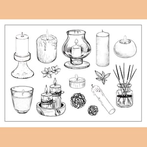 Clear Stamp Set / Clear Stamps / kaarsen geur geurlicht glazen kaarshouder thema Transparante stempel S34