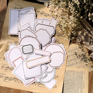 50 stks/pak vintage label sticker junk journal kit pack, canvas textuur papier sticker, vintage ephemera T03 end85