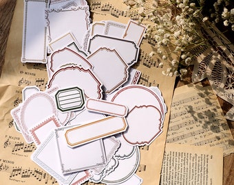 Paquete de 50 pegatinas vintage para diario basura, pegatinas de papel con textura de lienzo, pegatinas vintage efímeras T03 end85