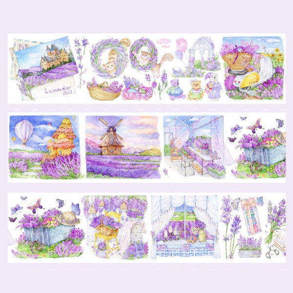 Lavender land PET Tape Washi Tape | purple dream lavender farm themed washi tape  M04 wt-7