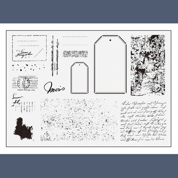 Cling Rubber Stamp Set / rubber stamps / Vintage label theme m04 S30