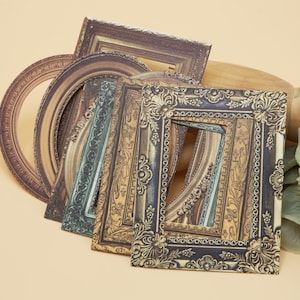 Vintage Holz geschnitzte Rahmenkarte | 30 Stück/Packung Vintage Metall Fotorahmen Bordüre gestanzte Junk Journal Papier BE-1