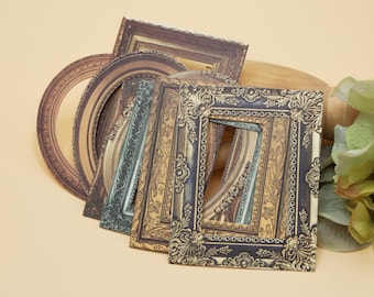 vintage wood carved frame card | 30pcs/pack Vintage metal photo frame border die-cut card junk journal paper BE-2
