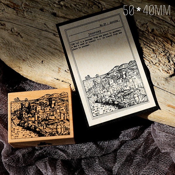 little small town Wooden Stamps vintage city landscape scenery  Stamp for Junk Journaling t03 sale09