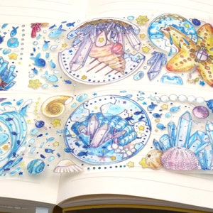 Pet Tape | ocean life under the sea fishes underwater world ocean animals theme  pattern tape full roll M04 wt-6 WTS09