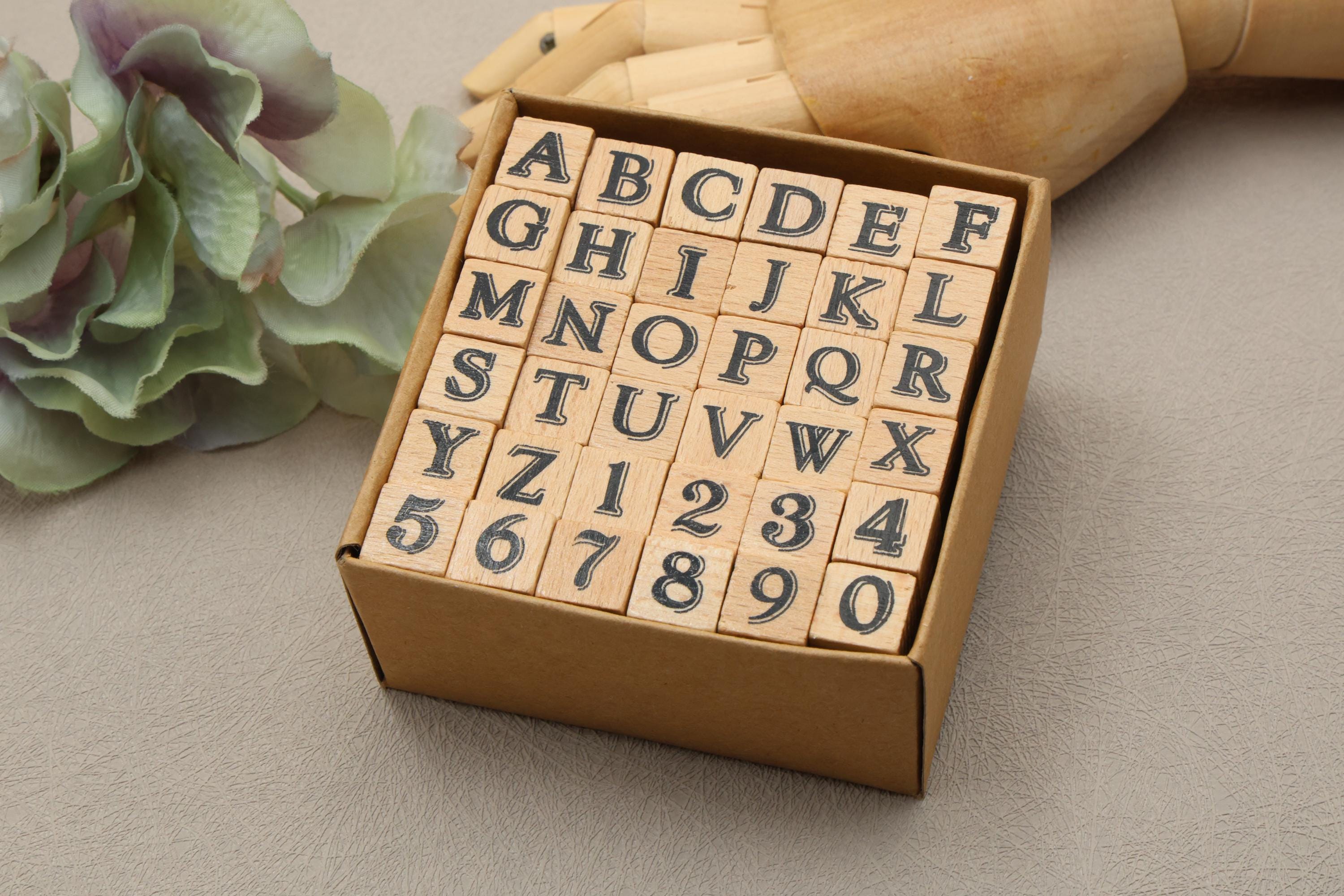 Target Stamps Wood Rubber Stamp Set | Alphabet Letter Font Calligraphy Shadow Wood ...