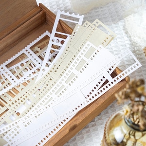 30 peças de várias tiras cortadas | selos cortados para scrapbook, etiquetas, enfeites, diário de lixo, artesanato, carimbos de perfuração Ch-1