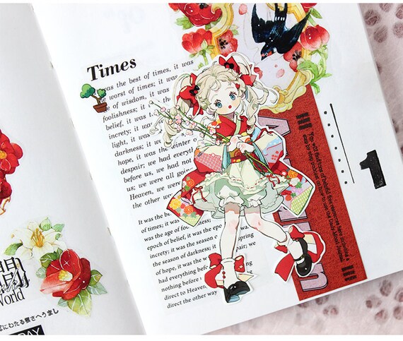 Cute Sunny Girl PET Tape Washi Tape｜kawaii Girl Flower M04 Wt-12
