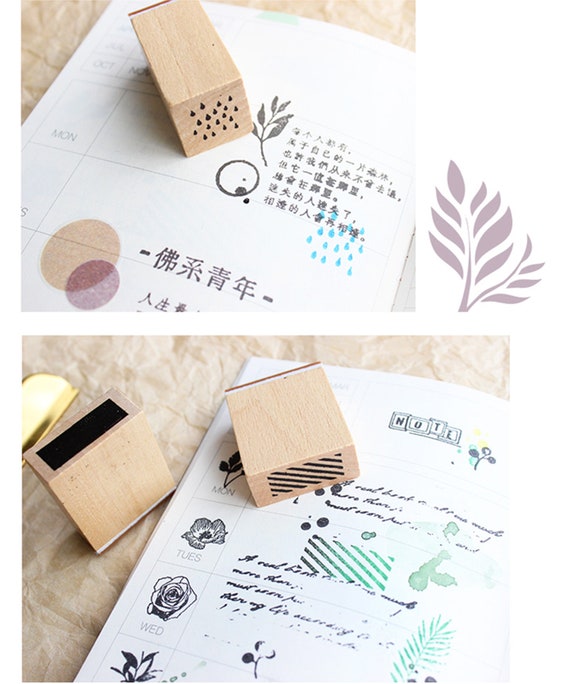 Wood Stamp Rubber Stamp 22 Options Small Wood Rubber Stamps Cute Pattern  Design M04 Wood Stamp 