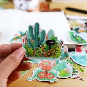 green plant sticker | meadow flower plant leaf forest themed leave green leaves botanical Leaf floral Die Cut Stickers, ML05