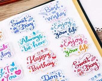 calligraphy stickers | brush letter stickers Quotes word stickers Stickers ML05