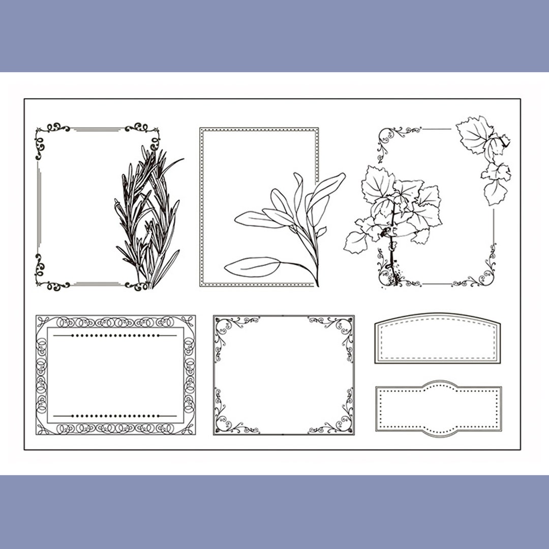 Clear Stamp Set / Clear Stamps / Leaves Note Leaf Vine Plant Botanical ...