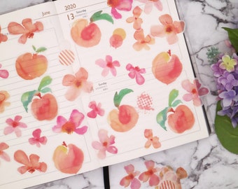 peach fruit watercolor Washi stickers 40pcs/pack little flower floral themed Washi Stickers m04