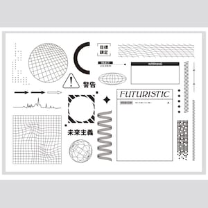 clear Stamp Set / Clear Stamps / abstract line wave frame border themed transparent stamps s36