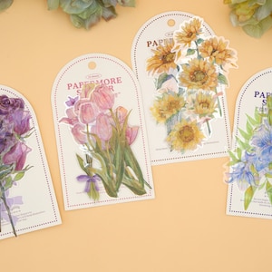 10 peças de adesivos de flores para animais de estimação | adesivos florais botânicos com tema de buquê de plantas adesivos PET