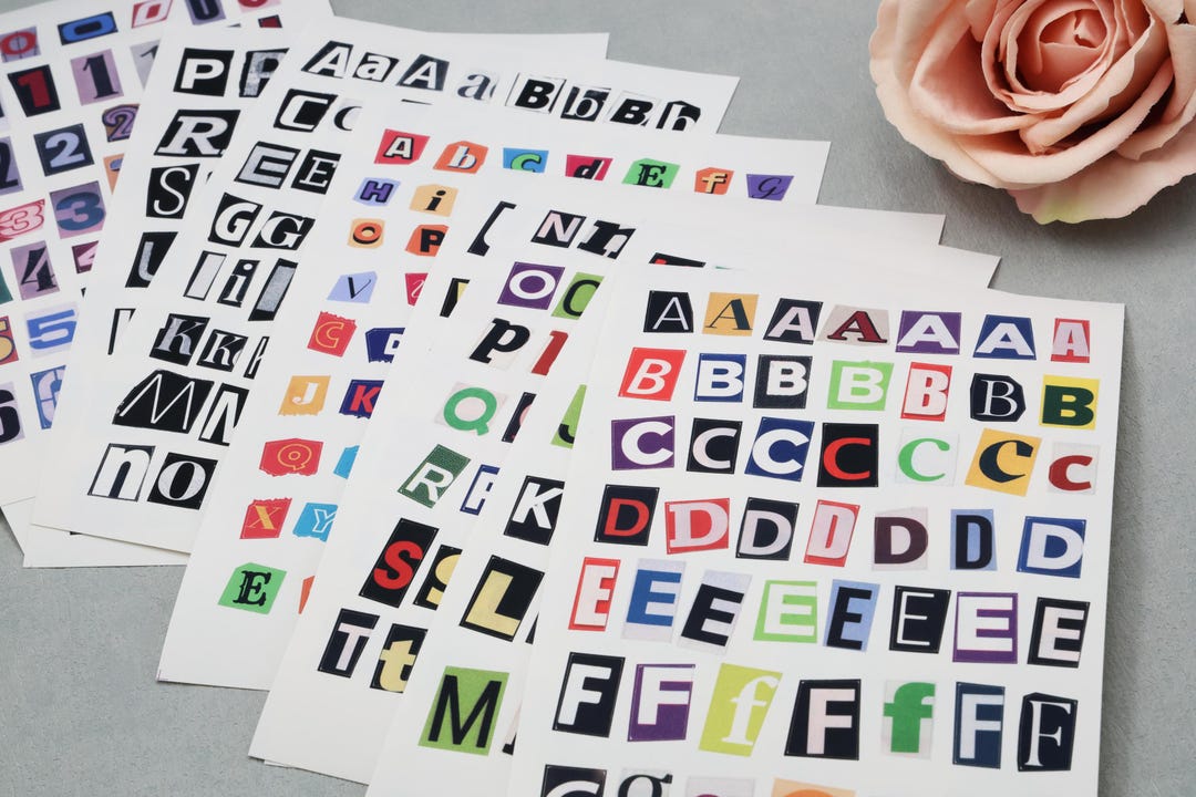 Paper Sticker Letters Design Various Alphabet Sheet Sticker | Die-cuts Dictionary Letter Calligraphy ...