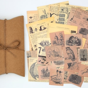 Kit de diário de lixo de jornal Kraft com clipe retrô, várias coisas antigas de biblioteca, carta, diário de recortes, itens vintage SU-L2