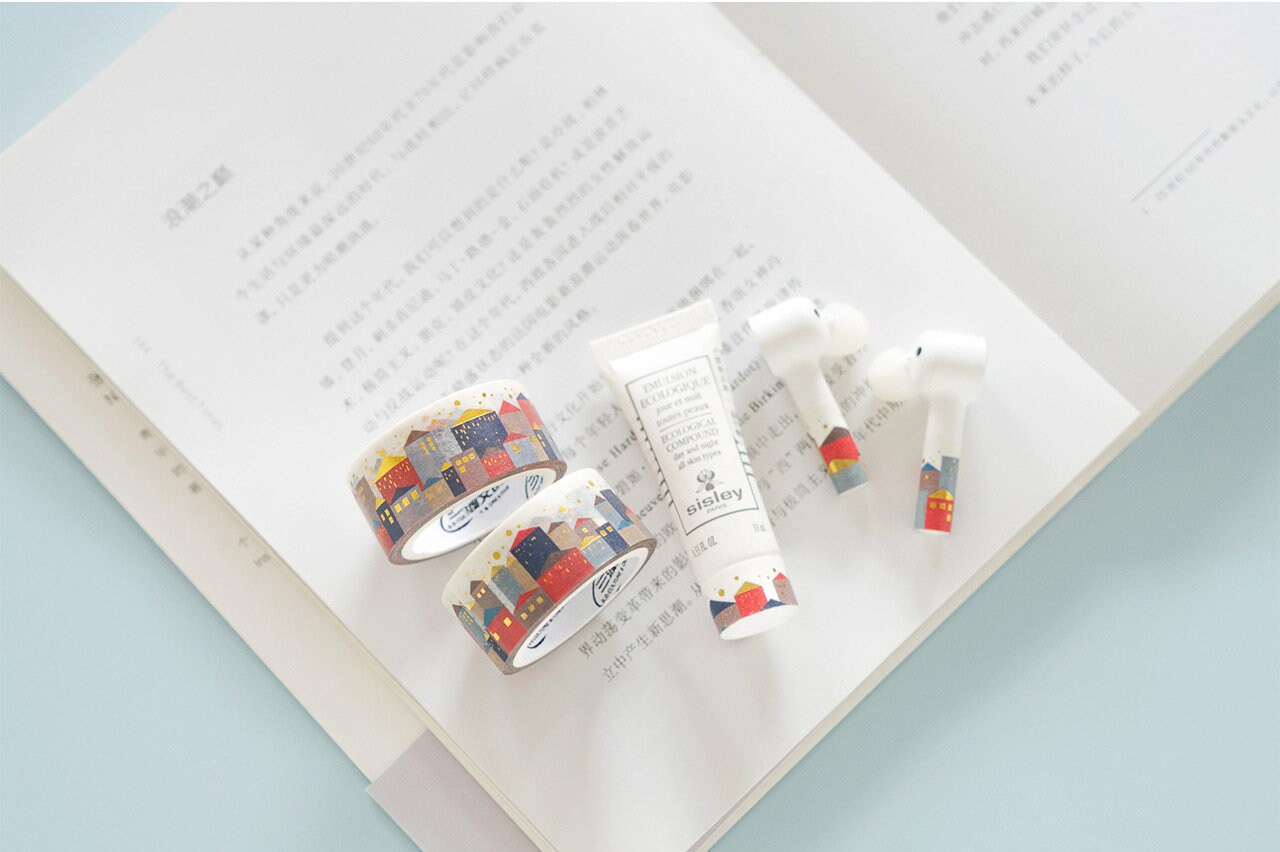 Washi Tape City House Building Skyline Gold Foil Washi Tape Etsy