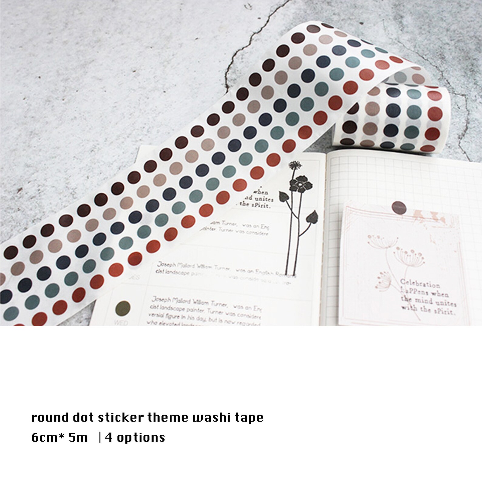 Die Cut Washi Tape Dot Round Die Cut Washi Tape 4 Options Etsy