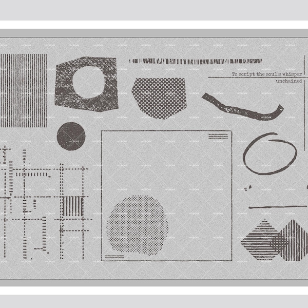 clear Stamp Set / Clear Stamps / geometry waves, square, round dot themed Transparent Stamp S37