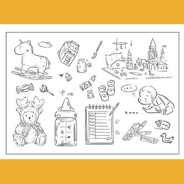 clear Stamp Set / Clear Stamps / baby child infant newborn breastfeeding babysitter birth theme  m04 s27 HO08