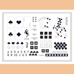 Clear Stamp Set / Clear Stamps / kaartspel poker speelkaartthema kaart m04 s36