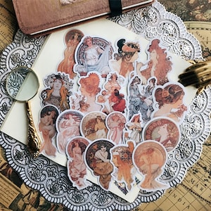 19pcs/pack vellum Stickers Pack / Alphonse Maria Mucha vintage themed Washi Stickers Y06