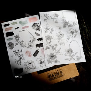 RUB-ON stickers | 2 sheets   Rub On Transfer Stickers, watercolor flower ,embellishment T03 PASH T03-3