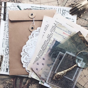 junk journal kit pack card, vellum sticker pack,journal scrapbook, ,vintage ephemera y06 PACKAGE F y06-L