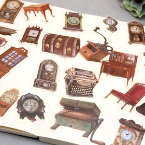 40pcs vintage stuff PET stickers | Pendulum wall clock  Vintage stuff  furniture PET stickers Be-2