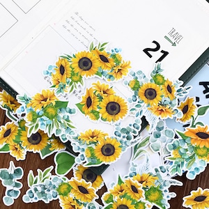 Sonnenblume Aufkleber | Blumen Sonnenblume Sonnenlicht thematische dekorative Aufkleber, Die Cut Aufkleber, Journal, ML05