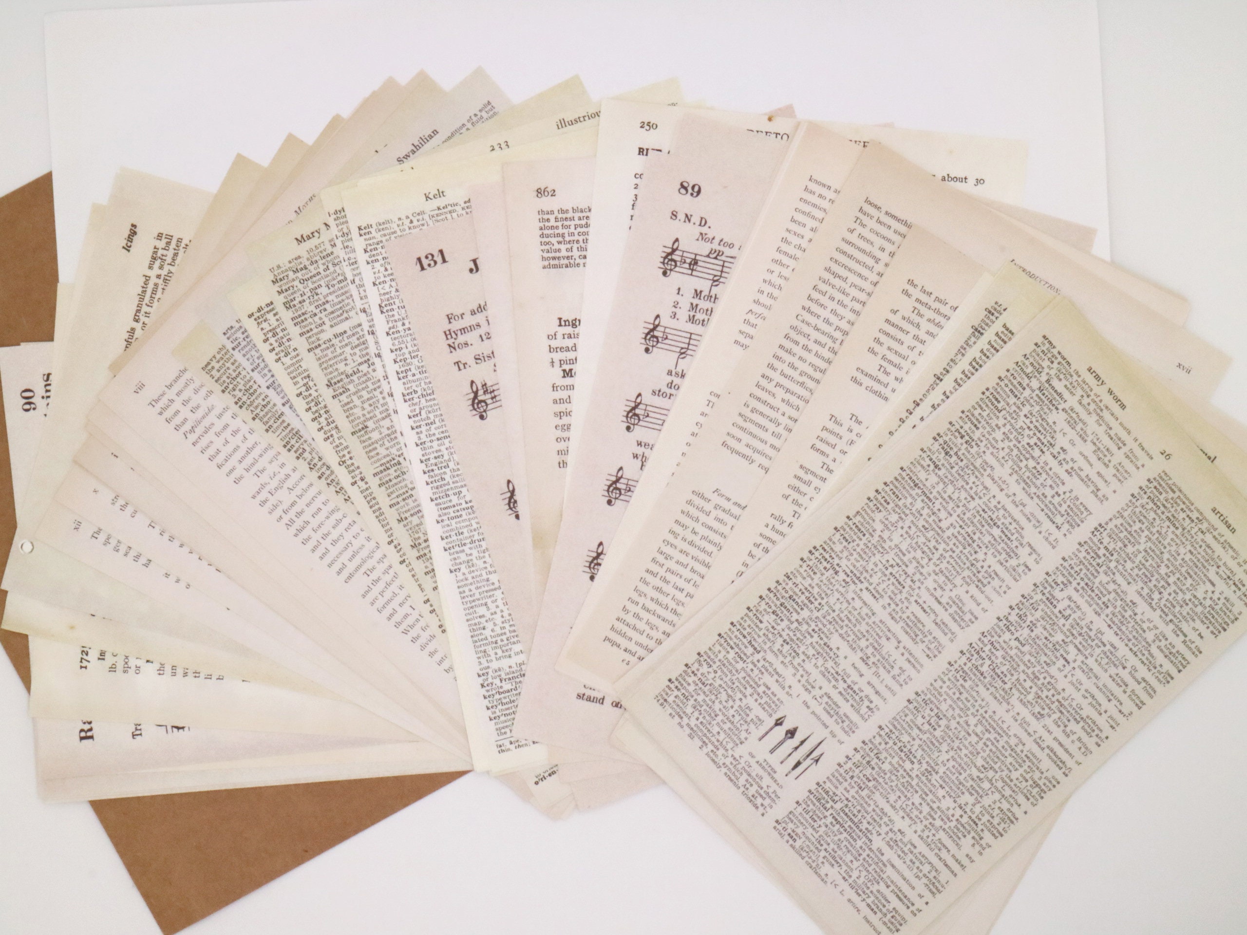 Vintage and Antique Paper Ephemera Pack Newspaper Book Music Paper 55 ...