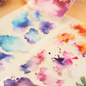Desenhos de padrões mistos de respingos de aquarela pastel fita PET | Fita PET temática de aquarela pastel wb04