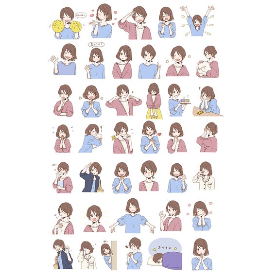 Cute Girl Stickers Cute Girl Modern Girls Daily Life Themed Stickers, ML05  