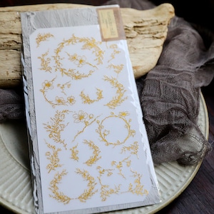 RUB-ON-stickers | bladgoud groene bloem plant wrijf op transferstickers, aquarelbloem, versiering T03 PASH