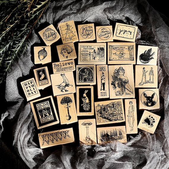 50 Timbri In Legno Con Motivi Fiori E Foglie - Per Scrapbooking, Biglietti E Decorazioni Fai Da Te - Foto 8