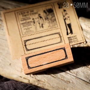 vintage receipt label frame s1  Wooden Stamps Specimen Bottle Label, Vintage Style Number Tag Stamp for Junk Journaling t03