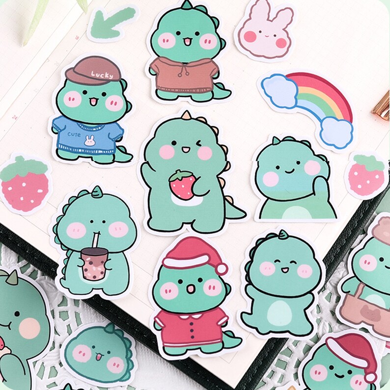Cute Baby Dinosaur Sticker Themed Animal Stickers Alligators Etsy
