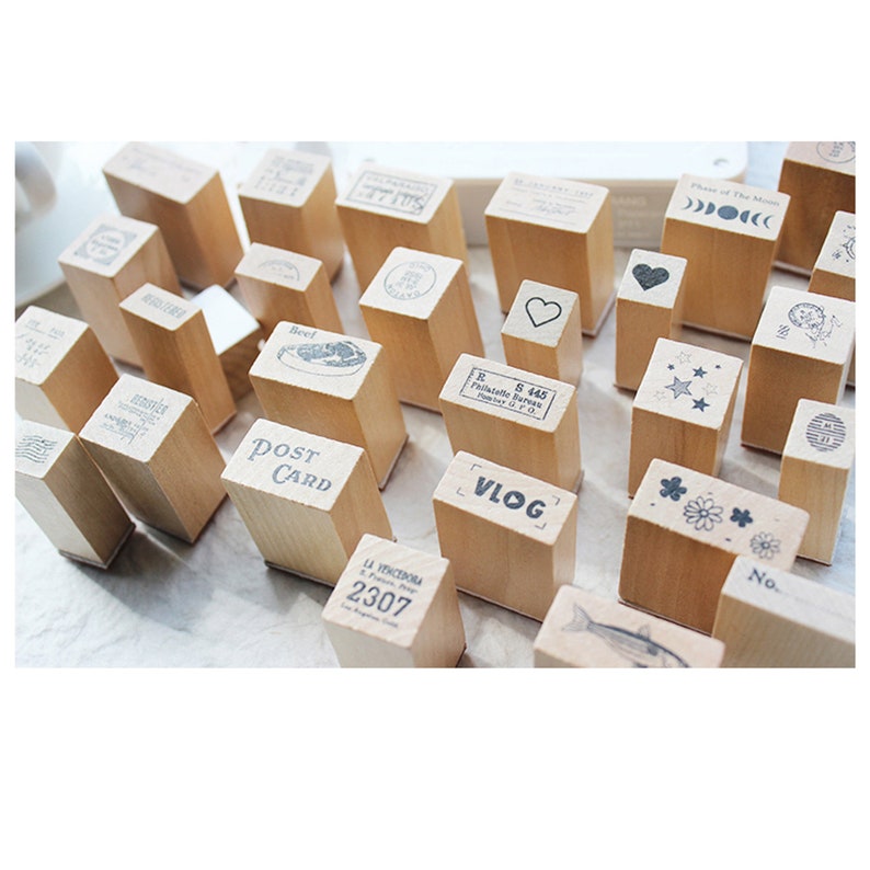 Wood Stamp Rubber Stamp 28 Options Small Wood Rubber Stamps Etsy