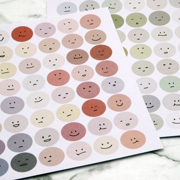 cute Expression Stickers, face, mute color mood tracker emoji stickers,  Planner Sticker, cute, kawaii, Weekend Planner , PM02 Diary PASH
