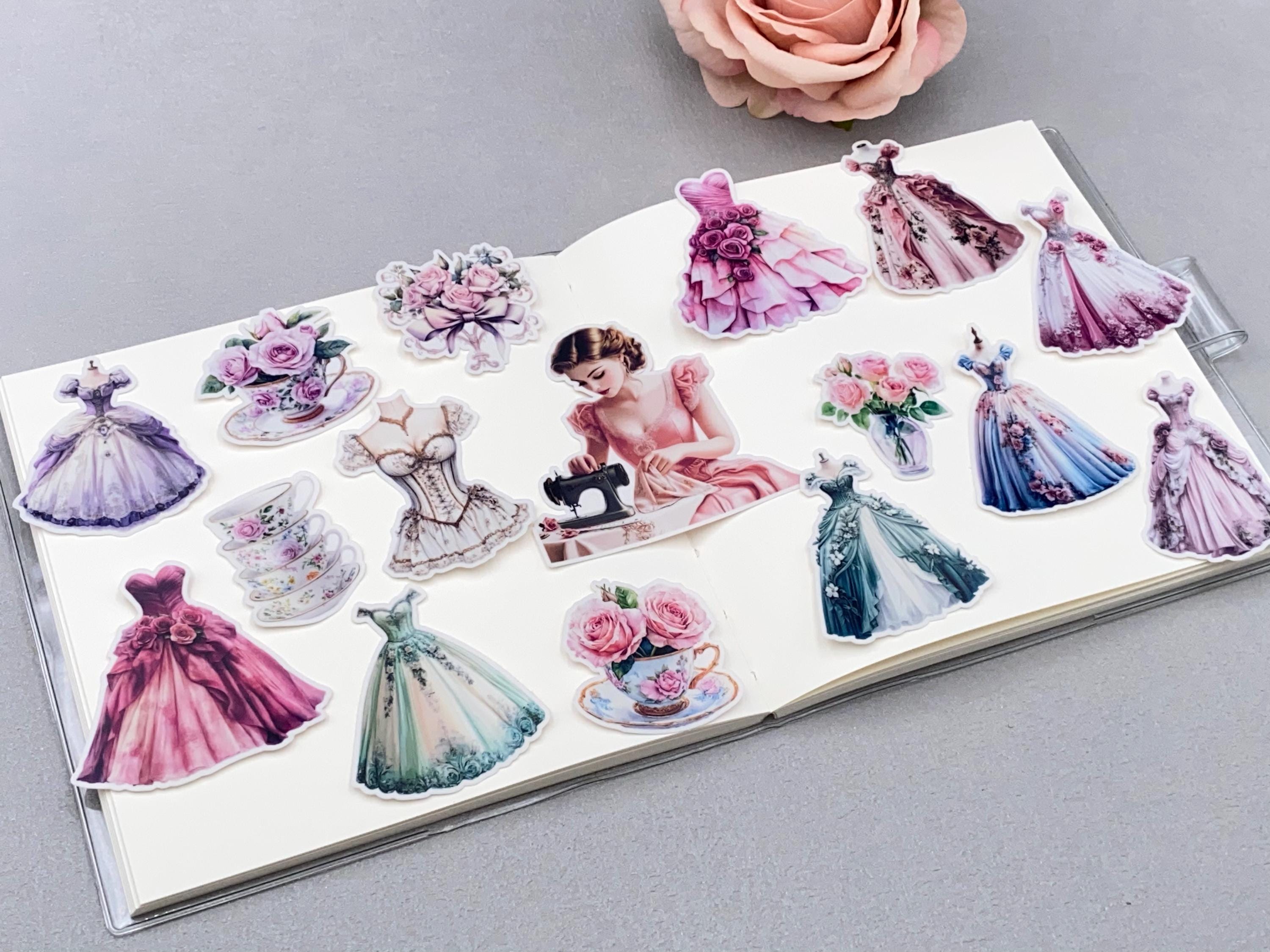 Women Outfits Formal Dress Deco Stickers | Modern Fashion Floral Themed ...
