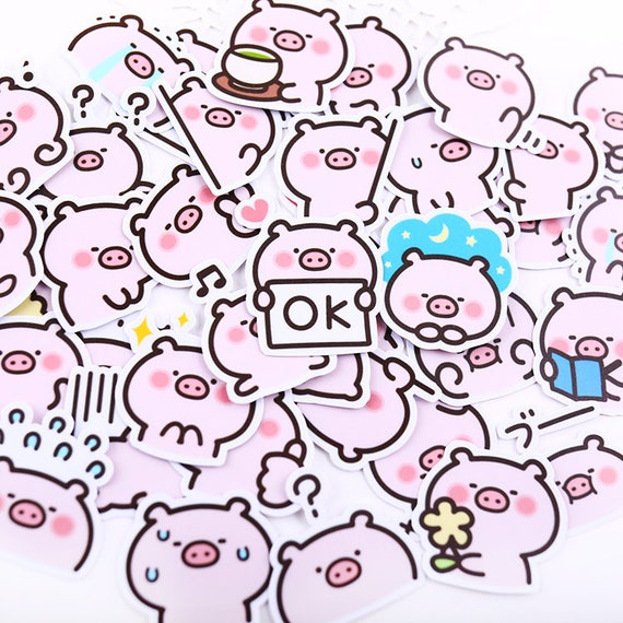 Cute Pig Piggy Sticker Themed Animal Sticker Die Cut Stickers | Etsy