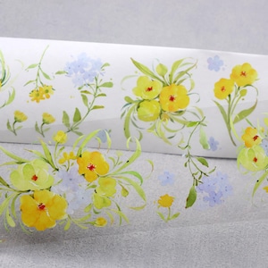PETテープ 和紙テープ | 花 水彩 葉 テーマ 花びら テープ フルロール M04 wt-15
