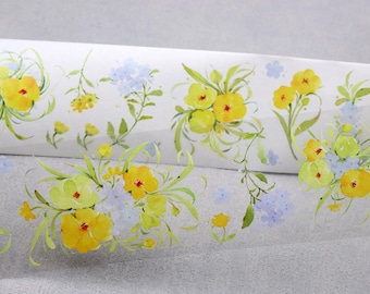 PET tape Washi Tape |  flower watercolor leaf theme flower petal tape full roll M04 wt-15